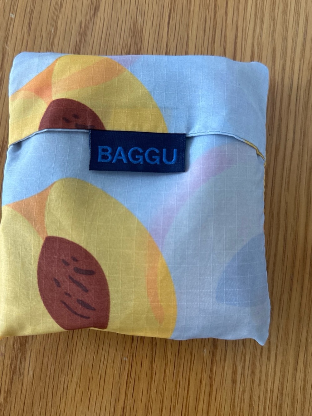 BAGGU Reusable Tote - Light Blue with Yellow Fruit Print